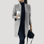 Dam vinterrock med ståkrage elegant för höst och vinter 0