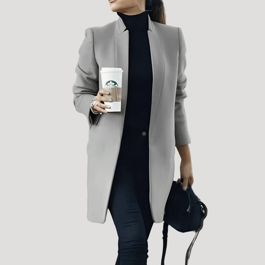 Dam vinterrock med ståkrage elegant för höst och vinter 0