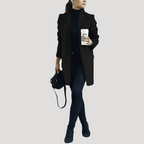 Dam vinterrock med ståkrage elegant för höst och vinter 1