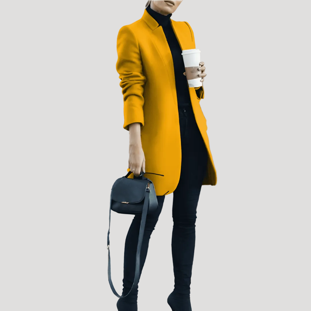 Dam vinterrock med ståkrage elegant för höst och vinter 10