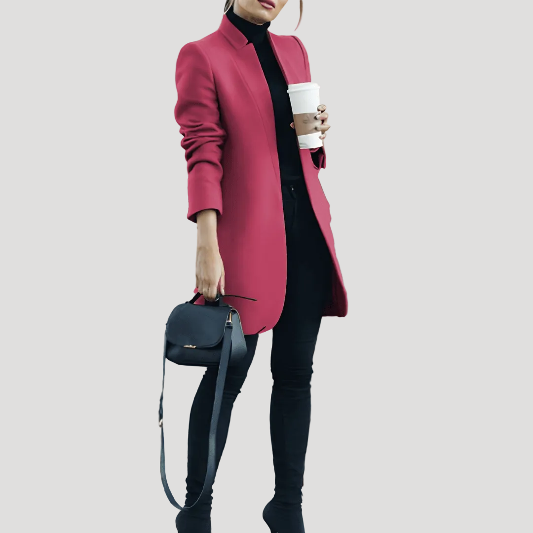 Dam vinterrock med ståkrage elegant för höst och vinter 11