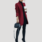 Dam vinterrock med ståkrage elegant för höst och vinter 2