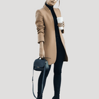 Dam vinterrock med ståkrage elegant för höst och vinter 3