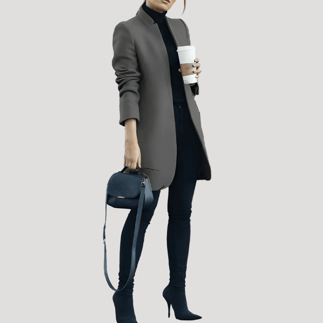 Dam vinterrock med ståkrage elegant för höst och vinter 4