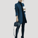 Dam vinterrock med ståkrage elegant för höst och vinter 6