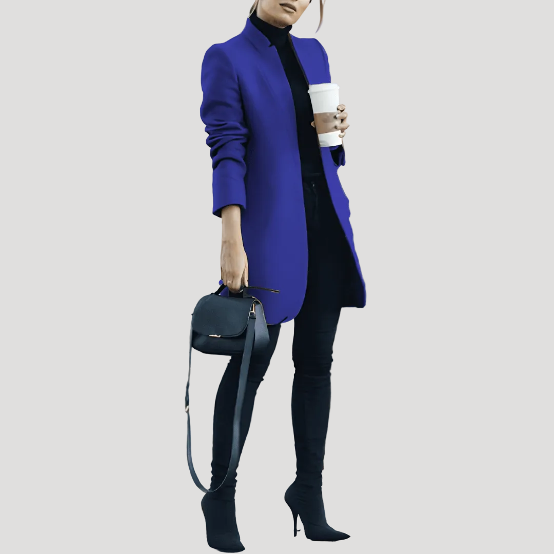 Dam vinterrock med ståkrage elegant för höst och vinter 8