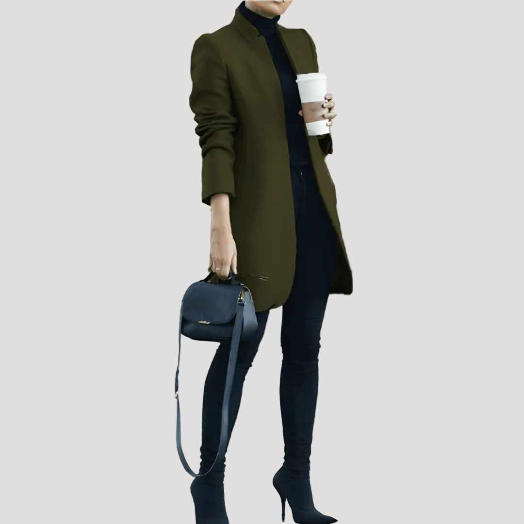 Dam vinterrock med ståkrage elegant för höst och vinter 9