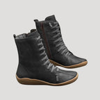 Dam vinterstövlar i läder med snörning och dragkedja 0