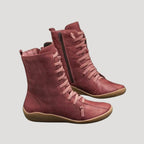 Dam vinterstövlar i läder med snörning och dragkedja 1