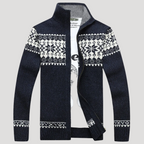 Herr Fair Isle stickad tröja med ståkrage och dragkedja 0