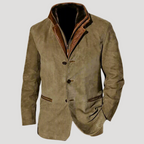 Herr dubbelknäppt kavaj i äkta skinn och mocka 0