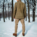 Herr dubbelknäppt kavaj i äkta skinn och mocka 1