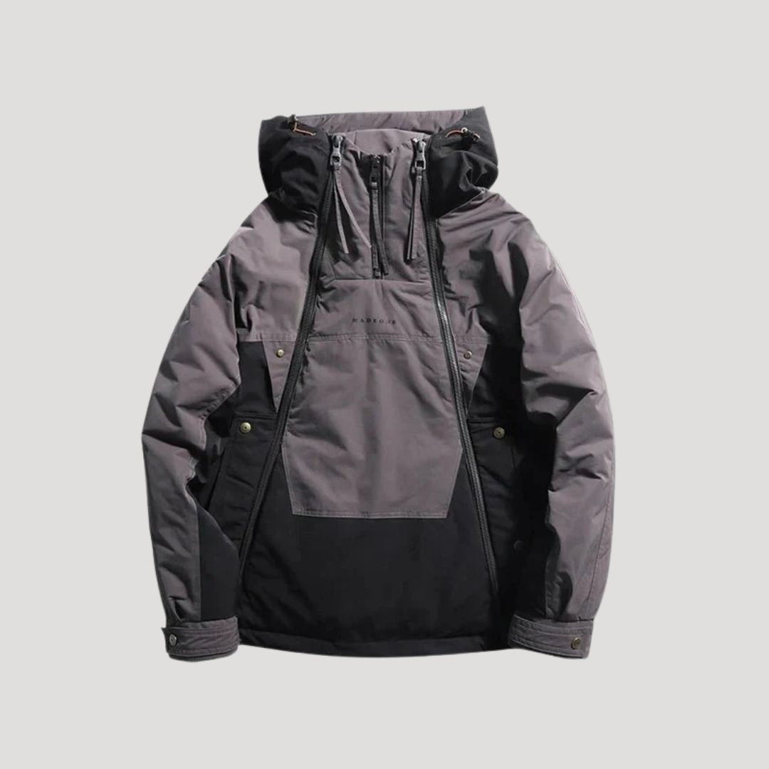 Herr isolerad vinterjacka med huva för skidåkning