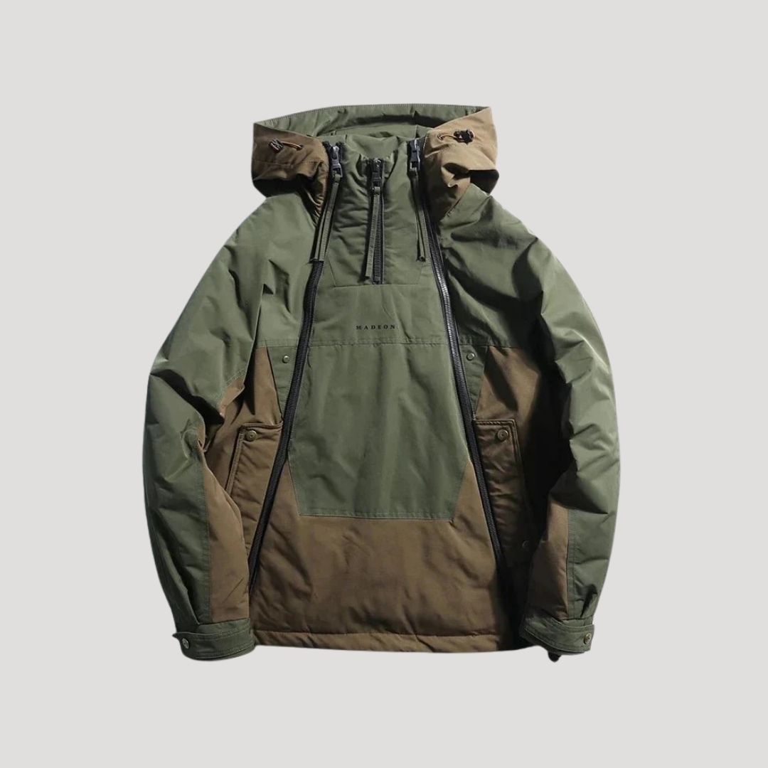 Herr isolerad vinterjacka med huva för skidåkning