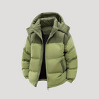 Herr isolerad vinterjacka med sladdhuva och fickor 0