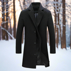 Herr knälång ullkappa enkelknäppt med notchkrage vinterkappa 1