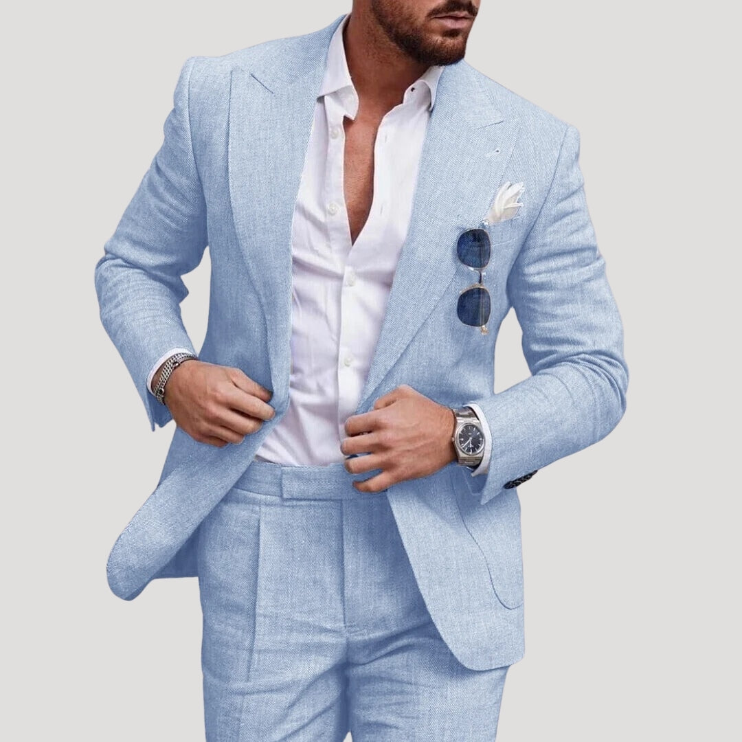 Herr kostym bröllop smal passform sommarlinne 3