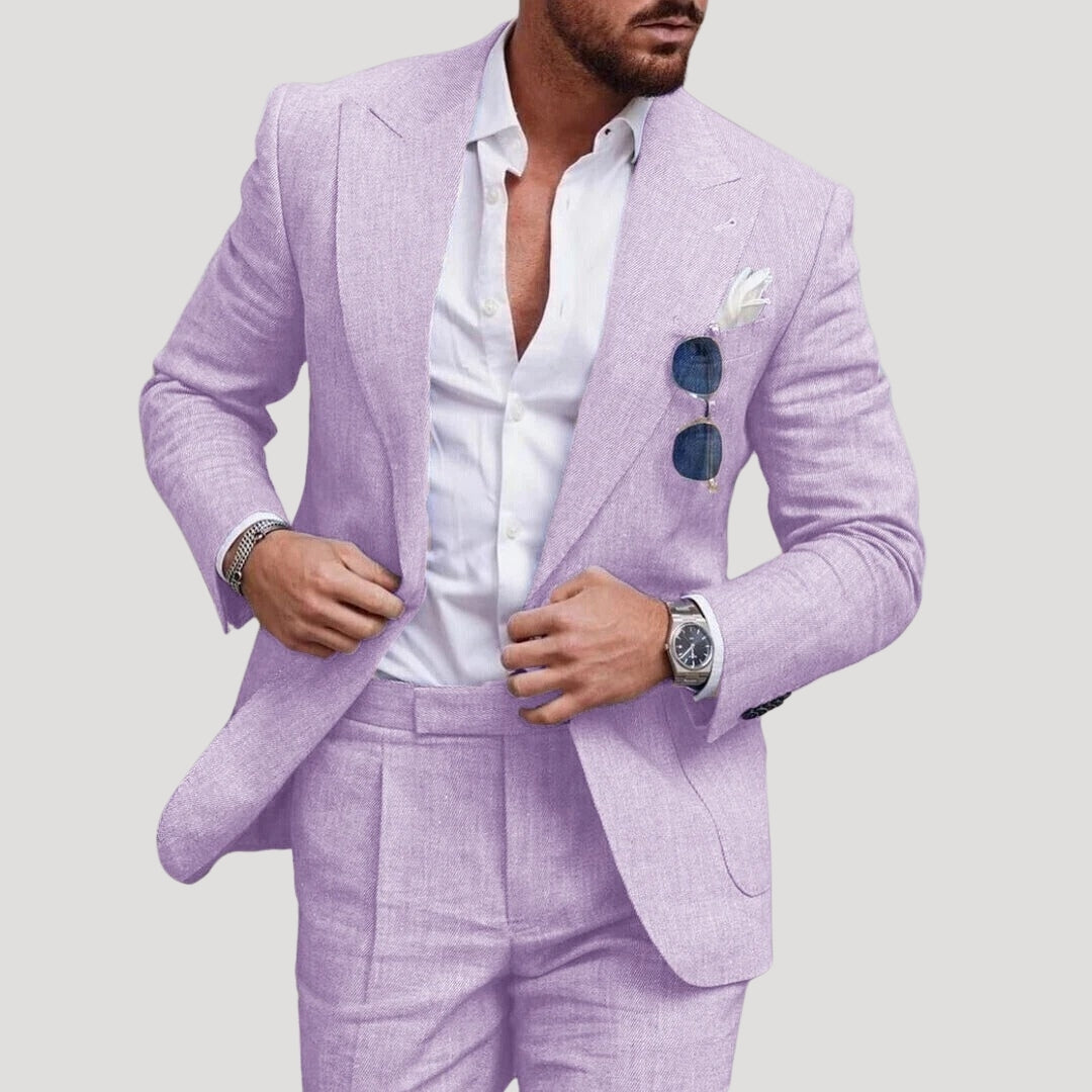 Herr kostym bröllop smal passform sommarlinne 4