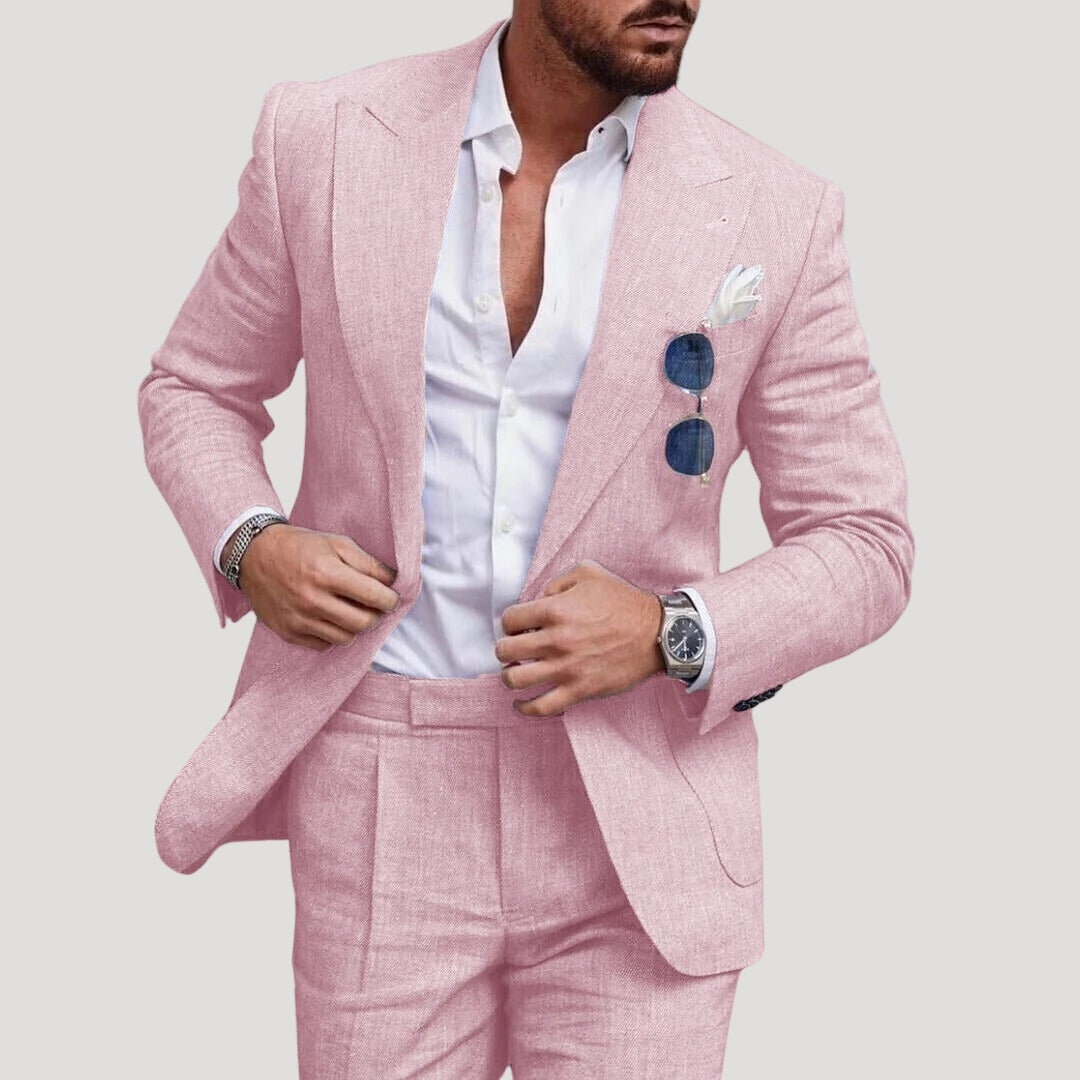 Herr kostym bröllop smal passform sommarlinne 5