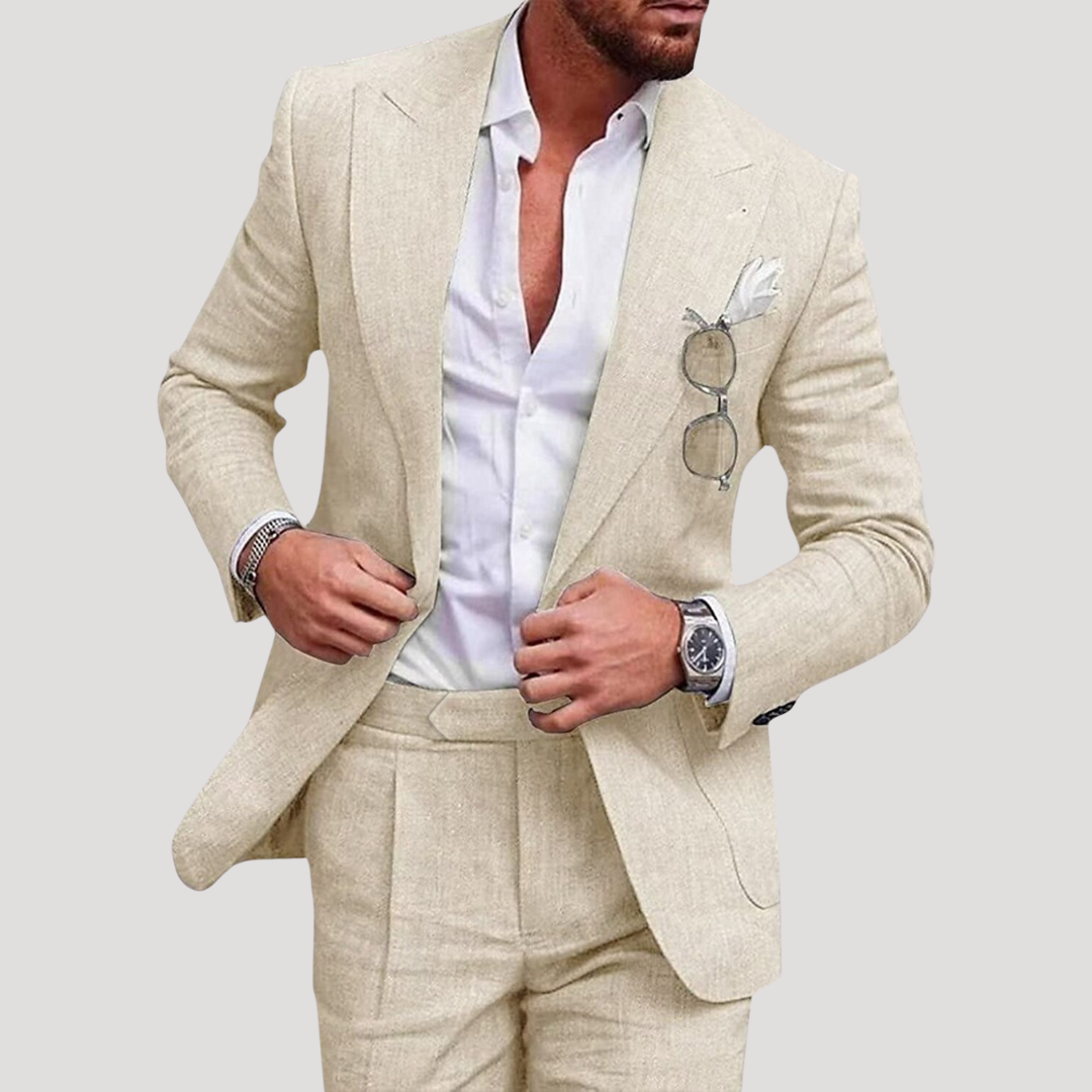 Herr kostym bröllop smal passform sommarlinne 6