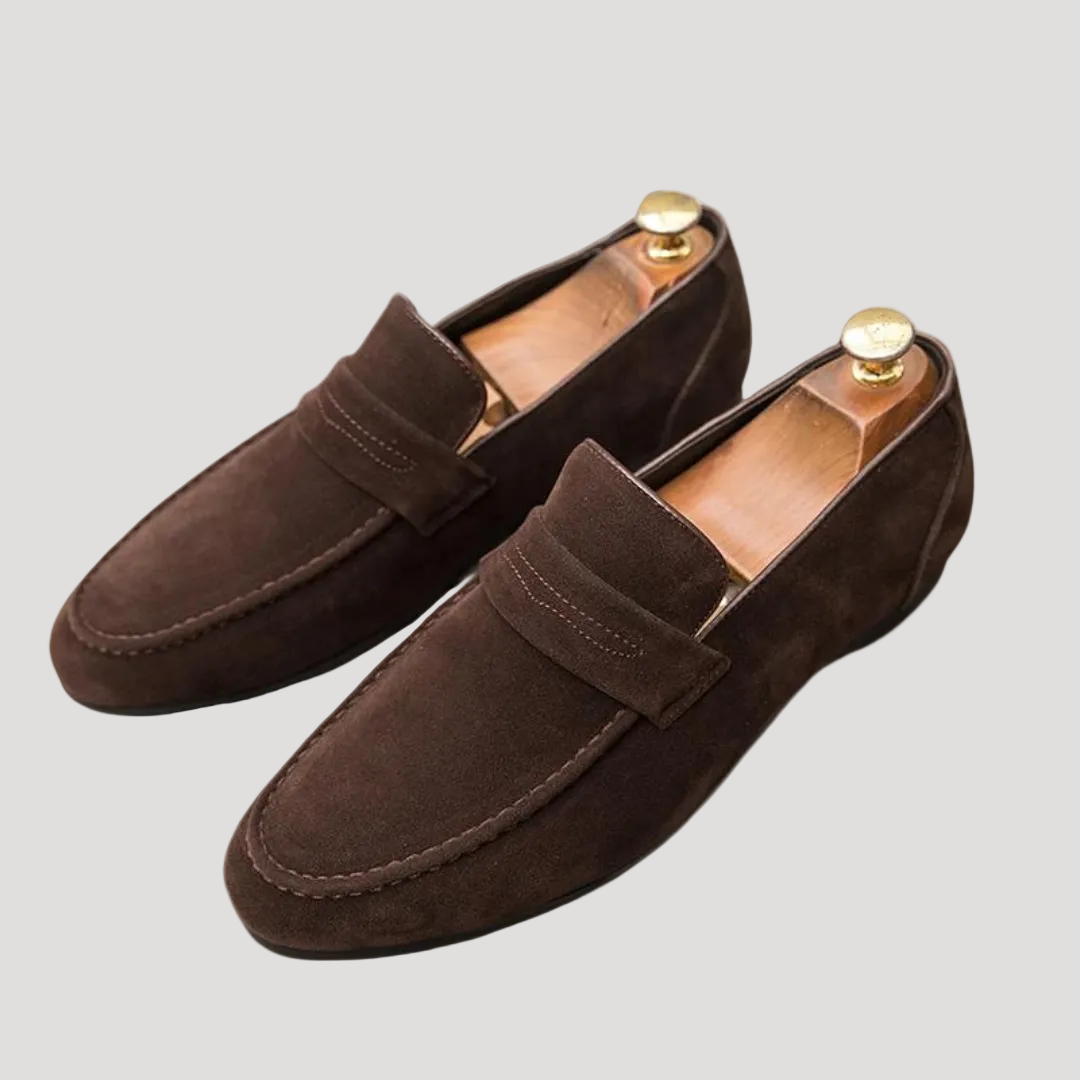 Herr läder penny loafers med lätt sula för vardagsbruk 0