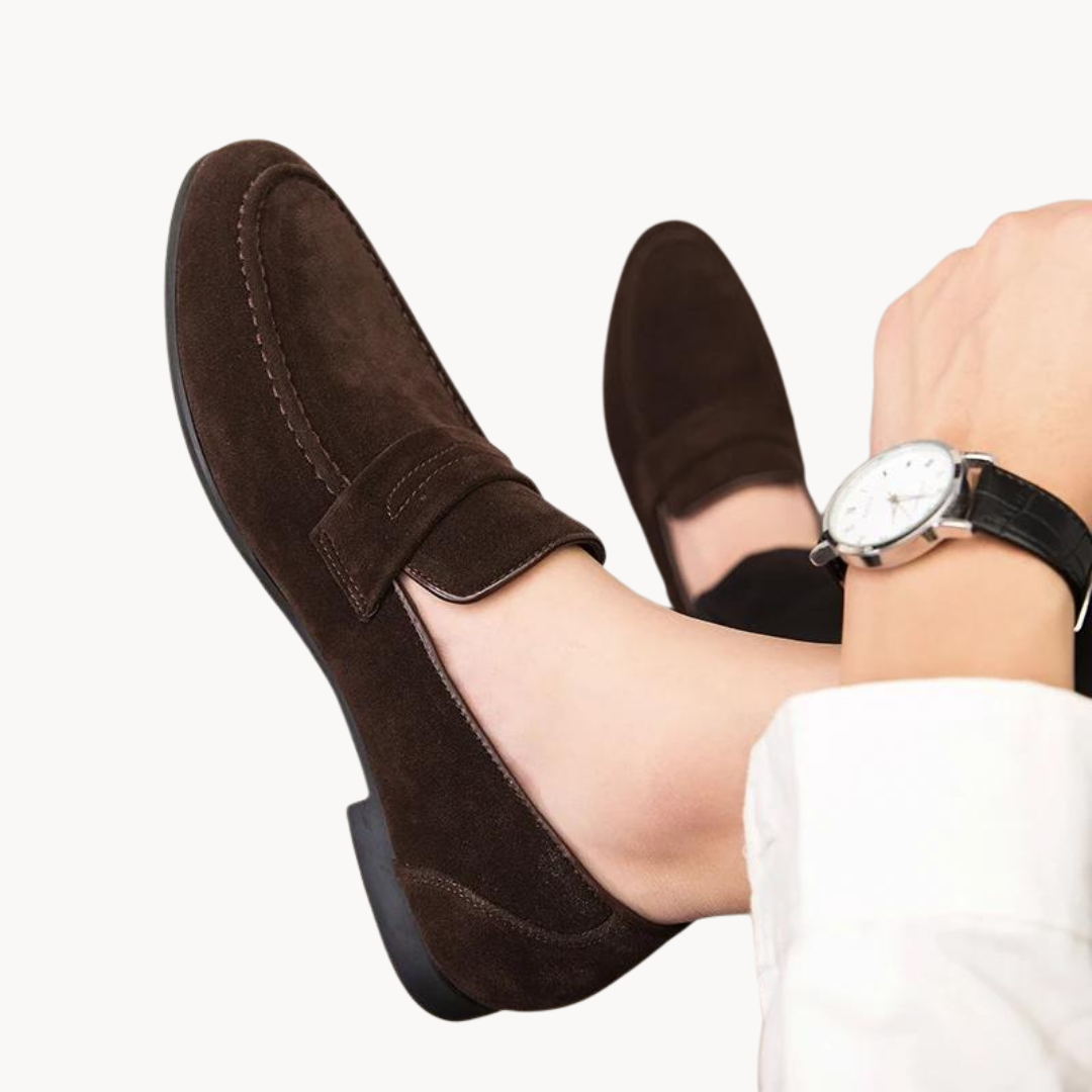 Herr läder penny loafers med lätt sula för vardagsbruk 4