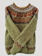 Herr långärmad tröja med nordiskt mönster för vinter 0