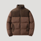 Herr quiltad vinterjacka i corduroy med hög krage 2