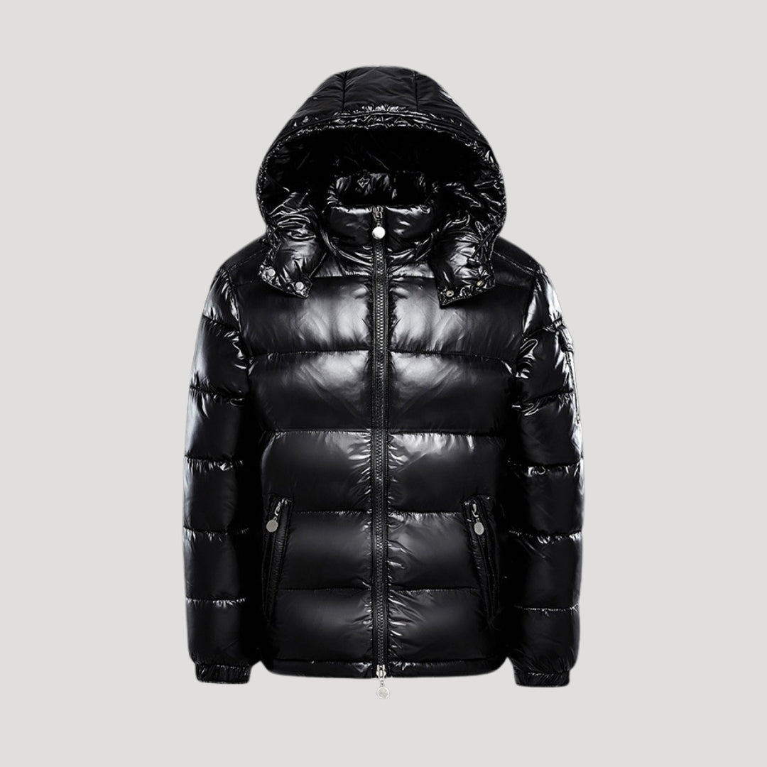 Herr quiltad vinterjacka med huva för kalla dagar