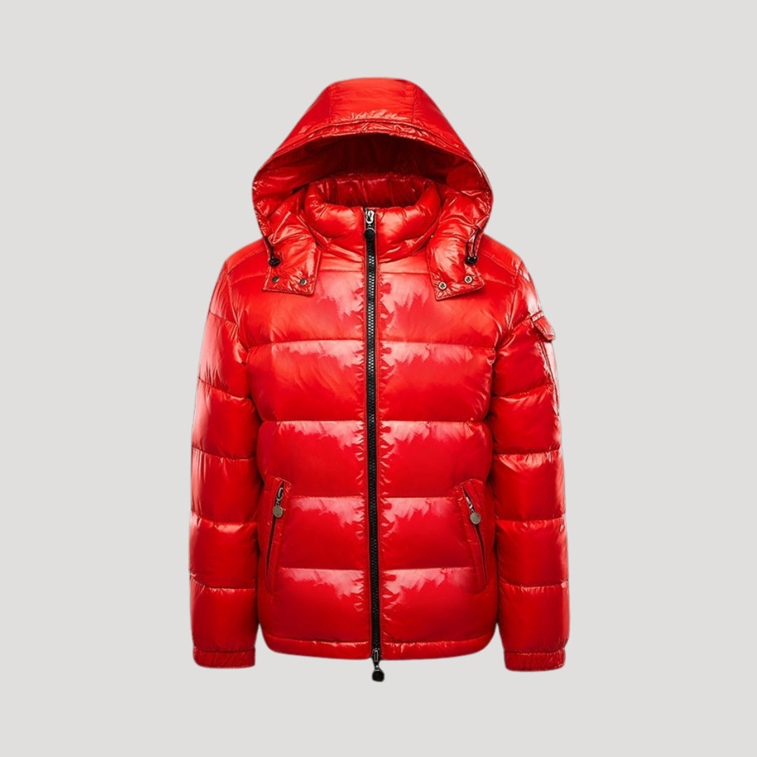 Herr quiltad vinterjacka med huva för kalla dagar