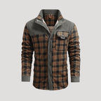 Herr rutig fleecefodrad vinterjacka med skjortkrage