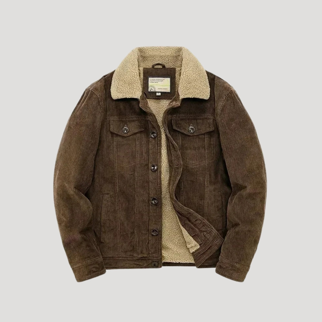 Herr shearling vinterjacka i fuskmocka för kalla dagar