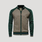 Herr stickad bomberjacka med dragkedja för alla årstider