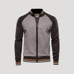 Herr stickad bomberjacka med dragkedja för alla årstider