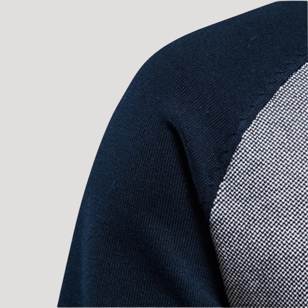 Herr stickad bomberjacka med dragkedja för alla årstider