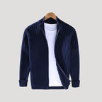 Herr stickad vinterjacka med dragkedja för kalla månader