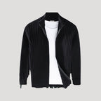 Herr stickad vinterjacka med dragkedja för kalla månader