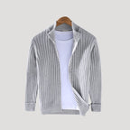 Herr stickad vinterjacka med dragkedja för kalla månader