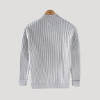 Herr stickad vinterjacka med dragkedja för kalla månader