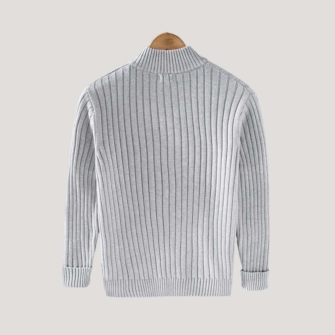 Herr stickad vinterjacka med dragkedja för kalla månader