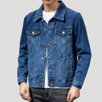 Herr svart jeansjacka klassisk rak passform med bröstfickor 1