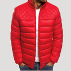 Herr svart pufferjacka lätt quiltad vinterjacka med dragkedja