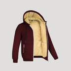 Herr svart zip hoodie fleecefodrad för vinter 3