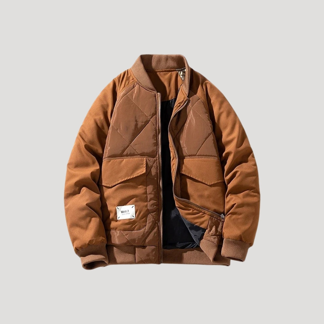 Herr vadderad bomberjacka vinter för män med dragkedja