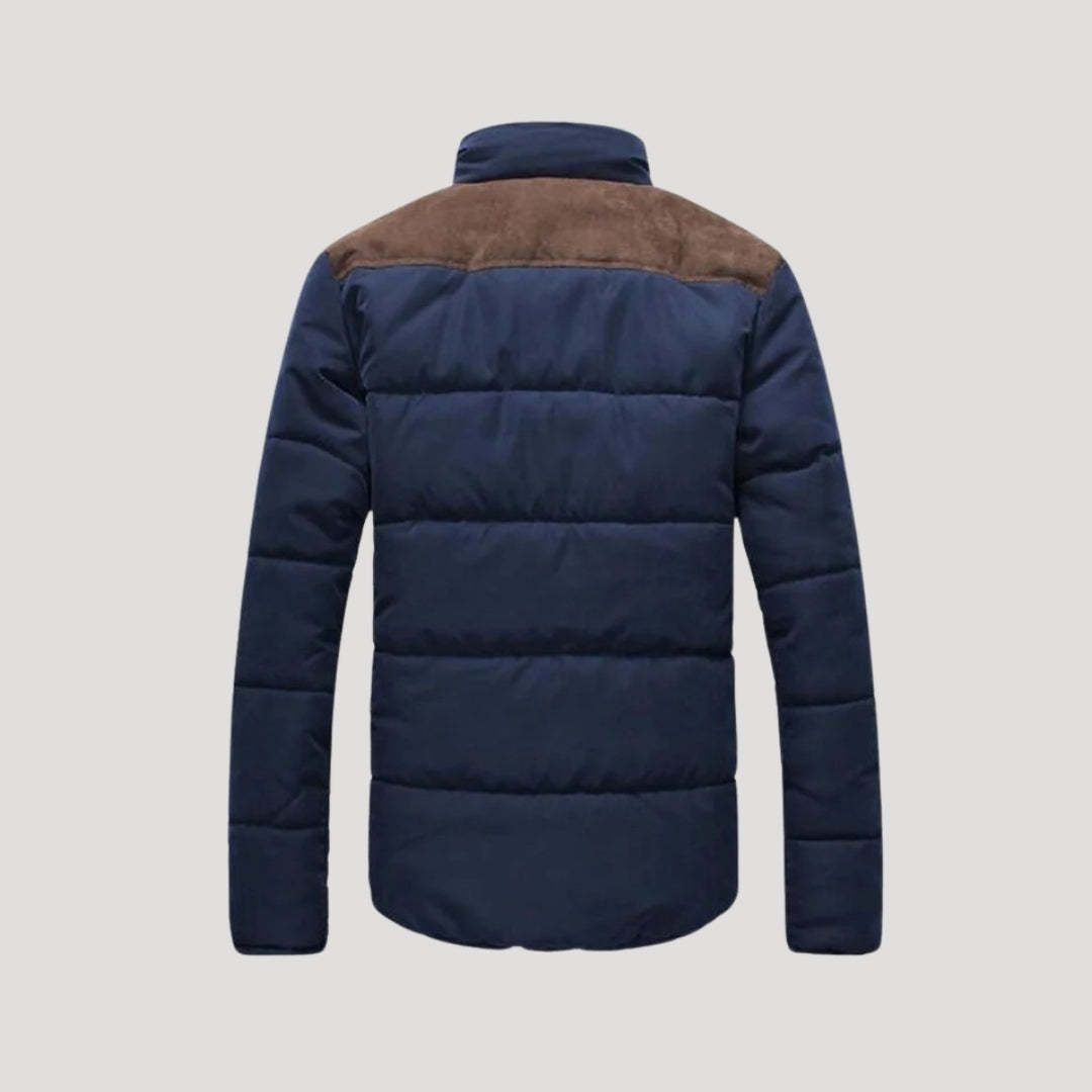 Herr vadderad quiltad vinterjacka med hög krage