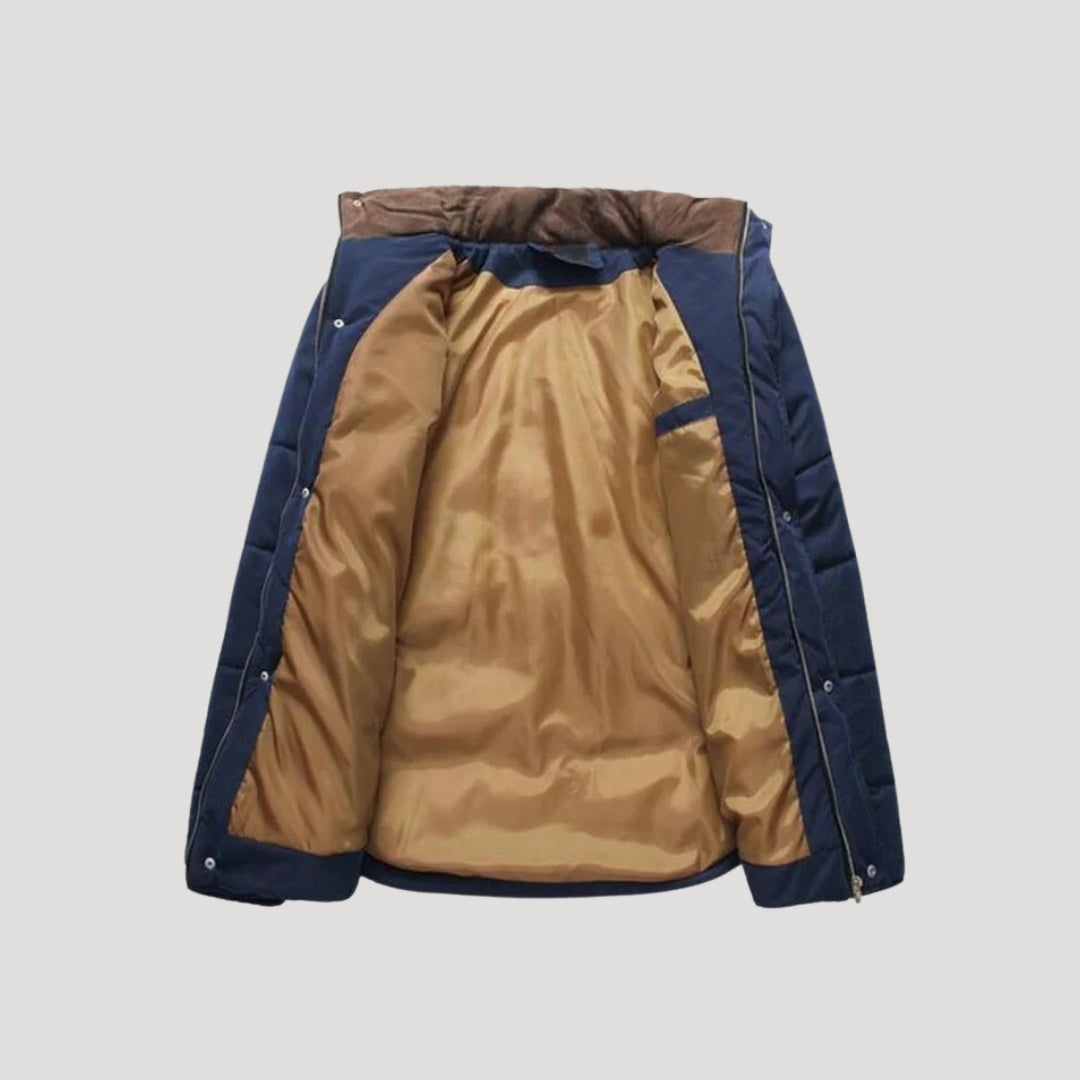 Herr vadderad quiltad vinterjacka med hög krage