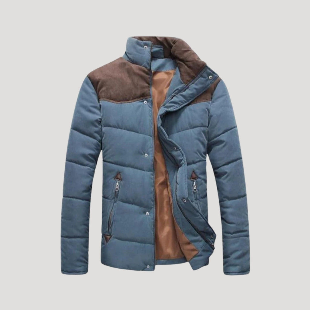 Herr vadderad quiltad vinterjacka med hög krage