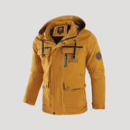 Herr vadderad vinterjacka med huva och slitstarkt yttre