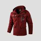 Herr vadderad vinterjacka med huva och slitstarkt yttre