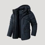 Herr vadderad vinterjacka parkas med huva för kalla dagar